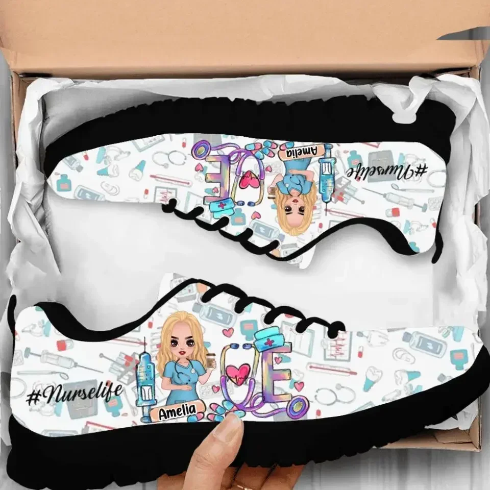 Women'S Shoes Nursing - 카와이 간호사 플랫 슈즈 여성 레이스업