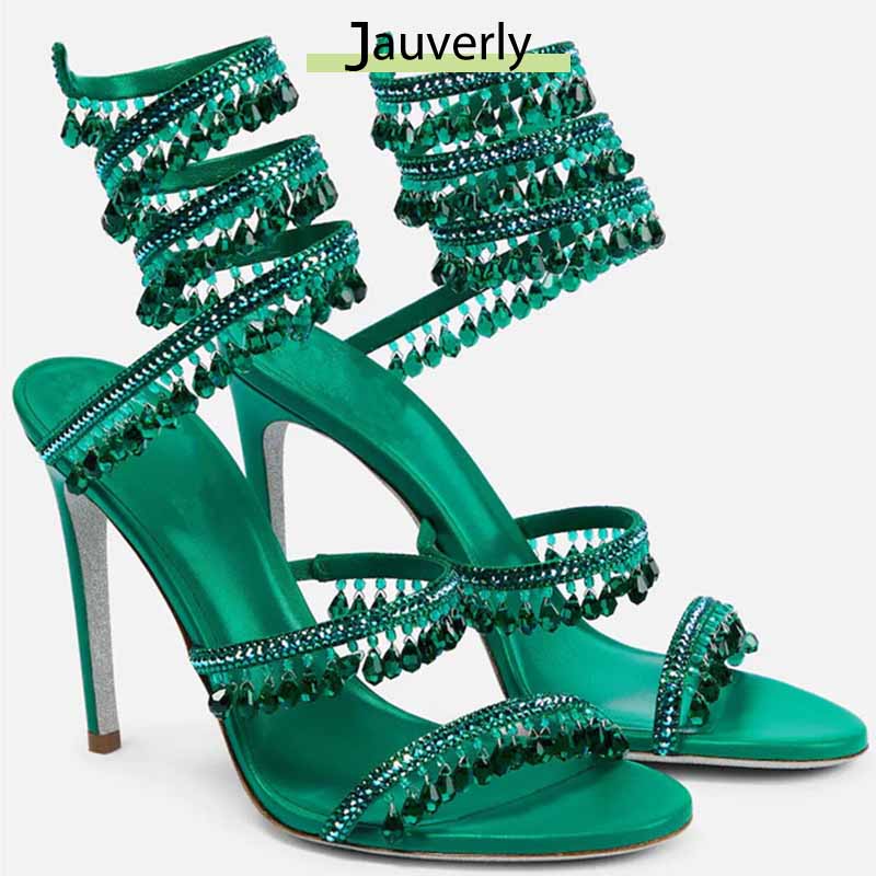 Ankle Strap Heels - 2026 여성용 하이힐 새로운 라인스톤 샌들