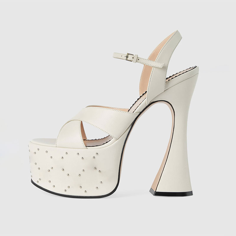 Women'S Shoes Water Resistant - 여성 패션 화이트 블랙 버클 하이힐