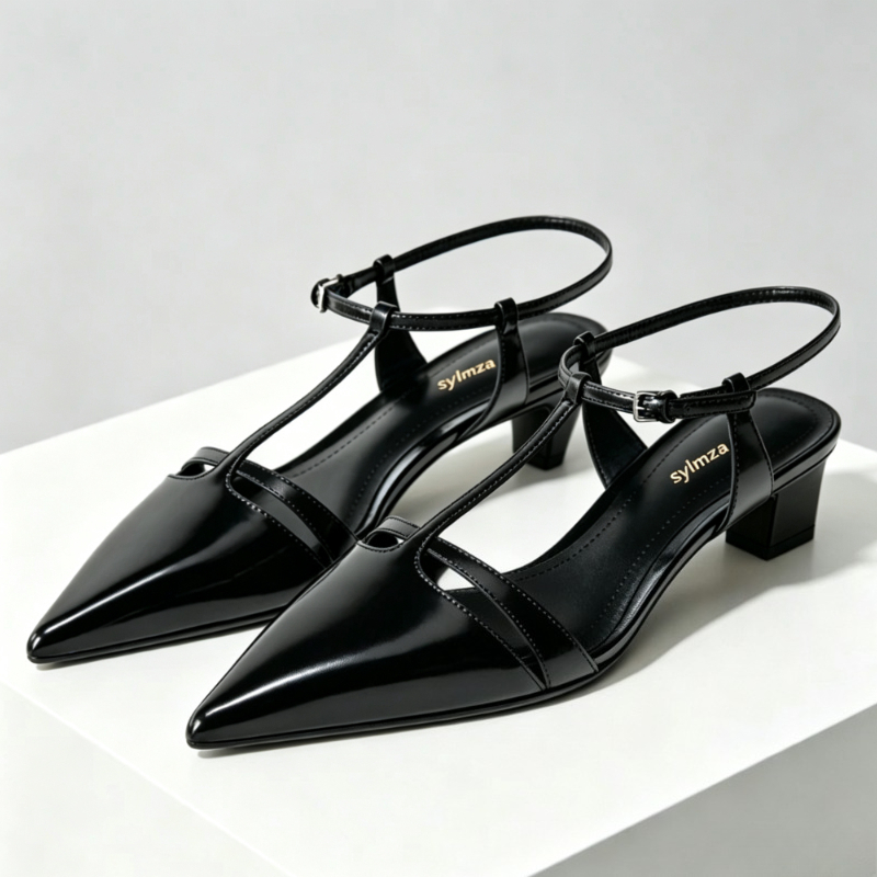 Ankle Strap Heels - 페이턴트 가죽 키튼 힐 여성 펌프스