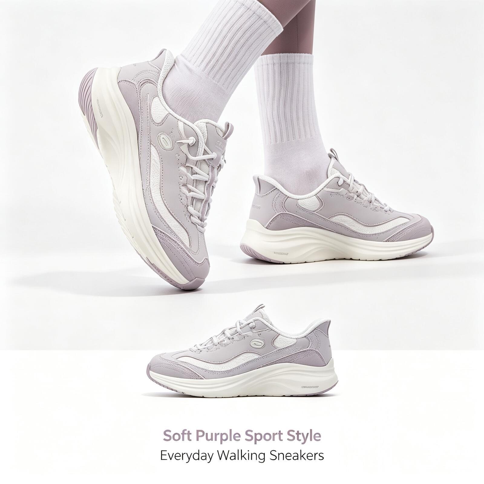 Women Shoes Skechers - Skechers 여성 라벤더 메모리 폼 메쉬