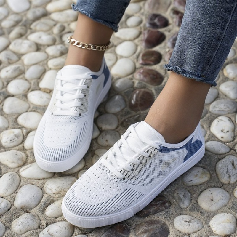 여성 캐주얼 스니커즈 우븐룩 레이스업 플랫 슈즈 데일리 - Women'S Shoes For Tennis 리뷰 및 가격