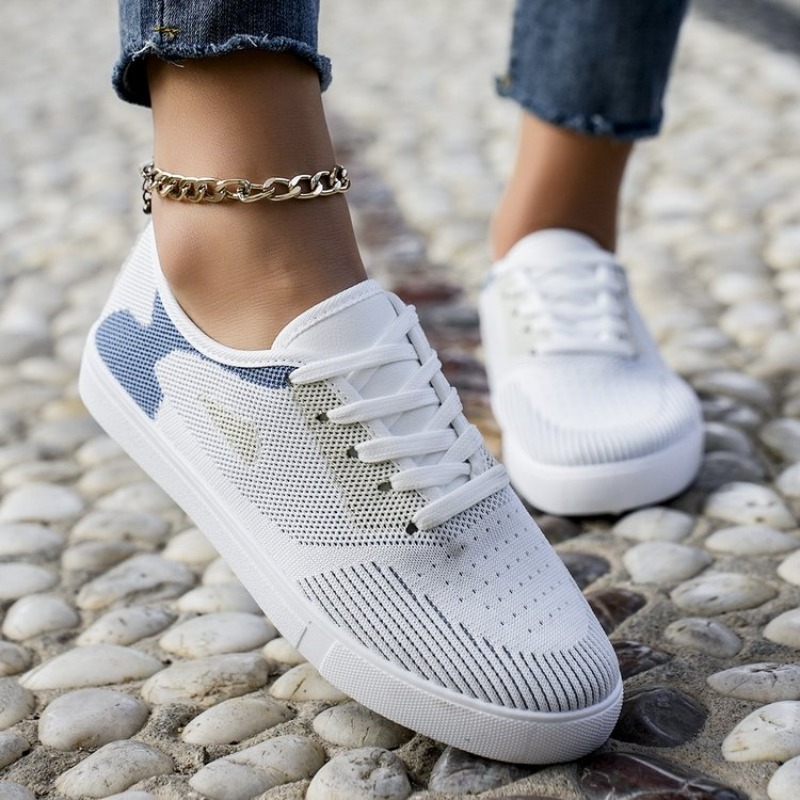 여성 캐주얼 스니커즈 우븐룩 레이스업 플랫 슈즈 데일리 - Women'S Shoes For Tennis 리뷰 및 가격