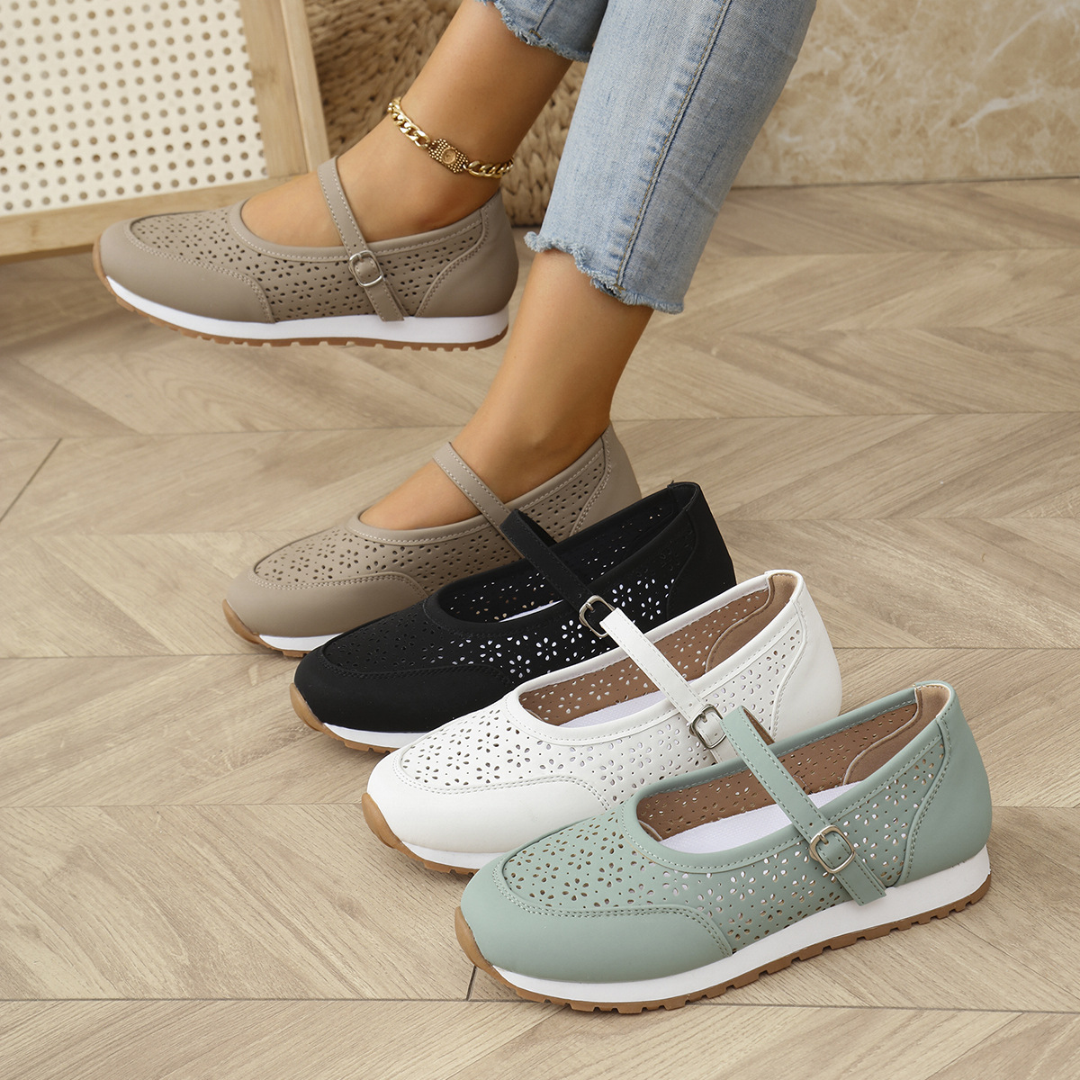 여성용 천공 운동화 여름 통기성 캐주얼 신발 라운드 발 - Women Shoes Us To Eu 리뷰 및 가격