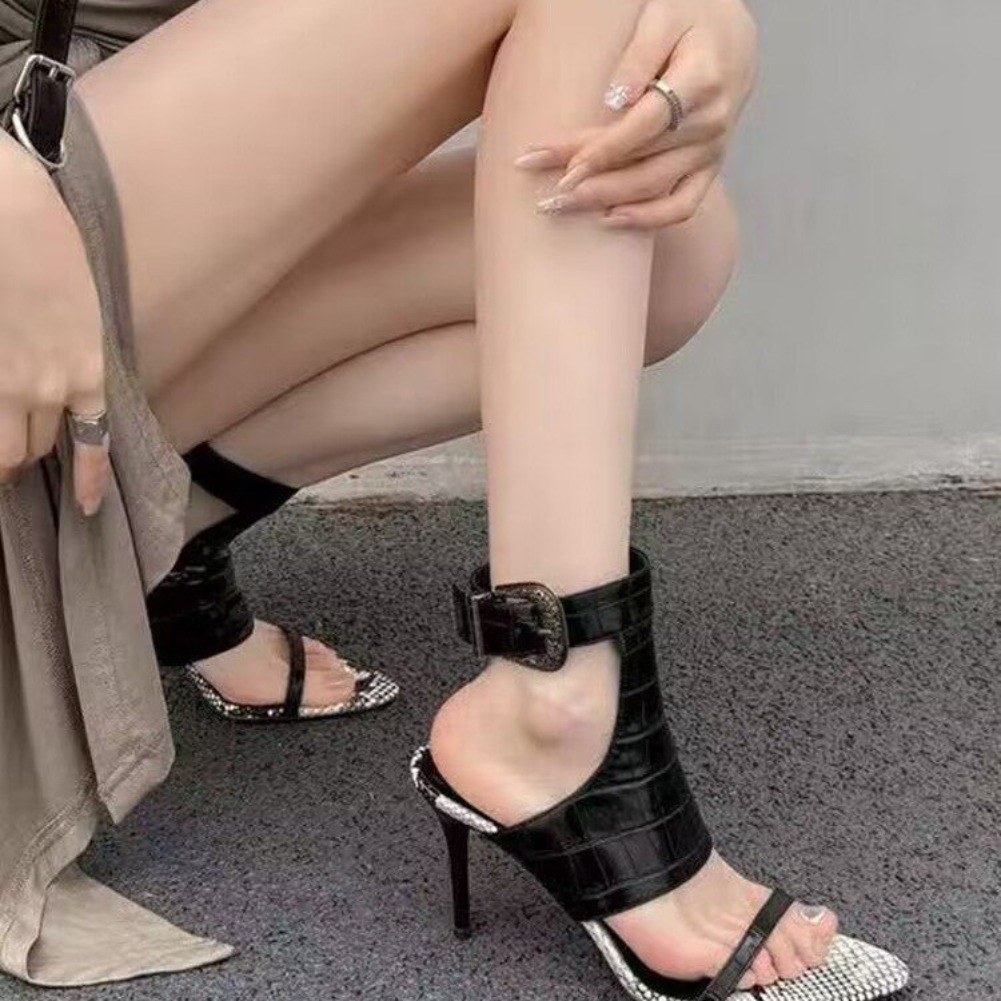여성용 하이힐 샌들 여름용 뾰족코 굽이 두꺼운 오픈토  - Ankle Strap Heels 리뷰 및 가격
