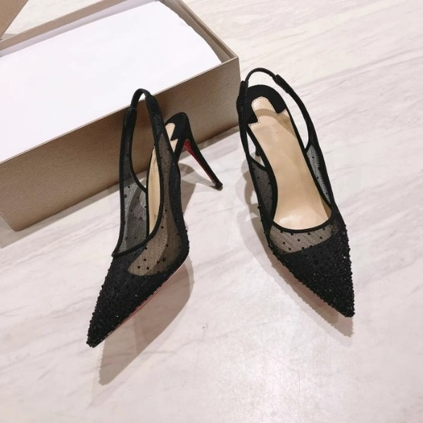 메쉬 라인스톤 뒤트임 스틸레토 여성 하이힐 포인티드 웨 - Platform Mule Heel 리뷰 및 가격