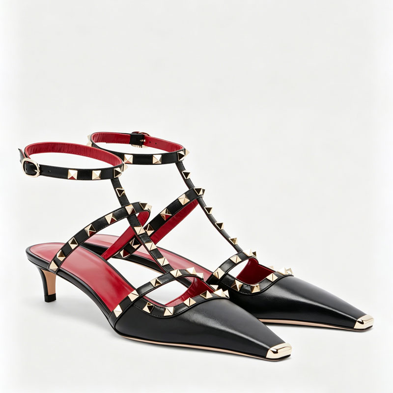유럽과 미국 여성용 리벳 로우힐 스퀘어토 스틸레토 샌들 - Platform Mule Heel 리뷰 및 가격