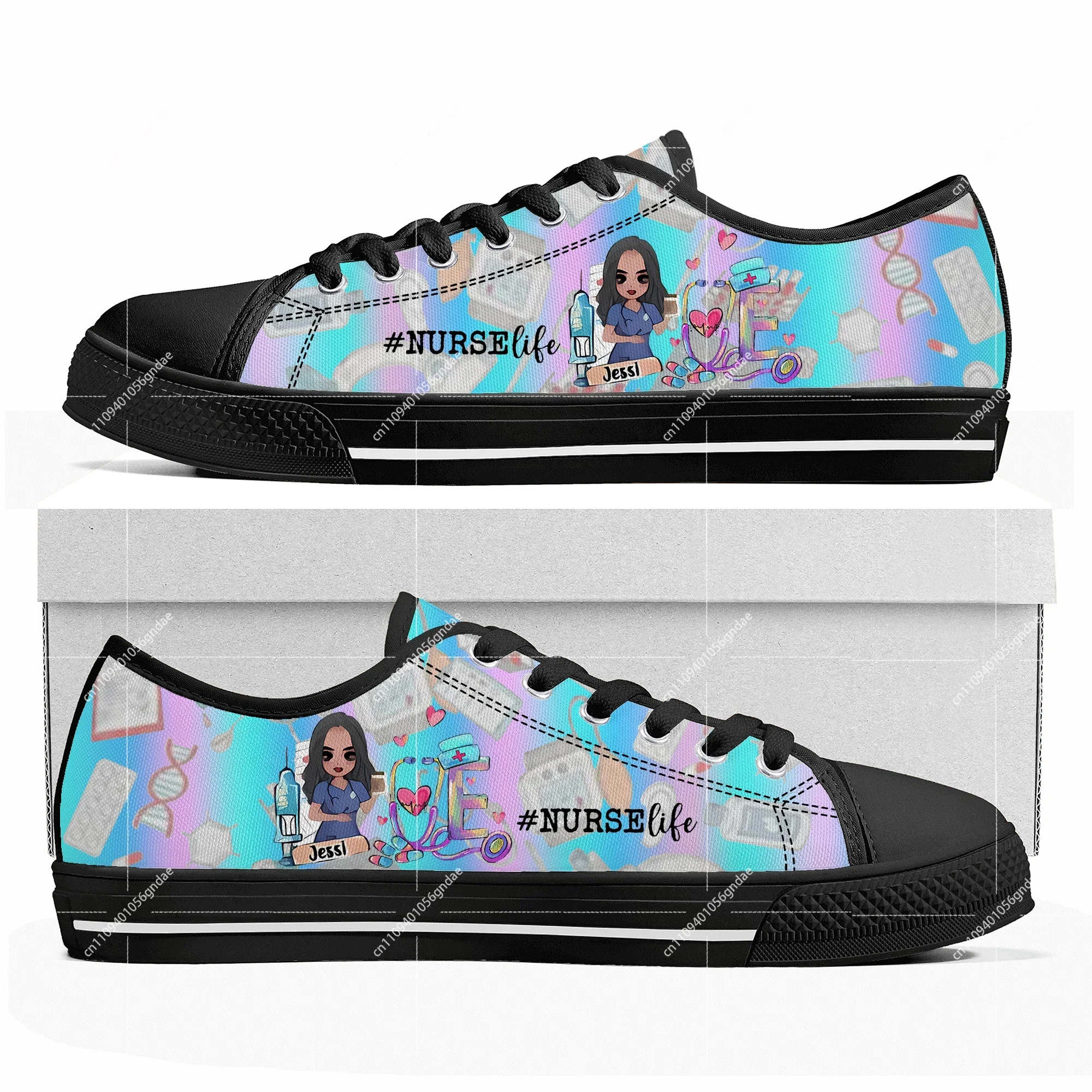 귀여운 만화 간호사 맞춤형 로우탑 스니커즈 여성 남성  - Women'S Shoes Nursing 리뷰 및 가격