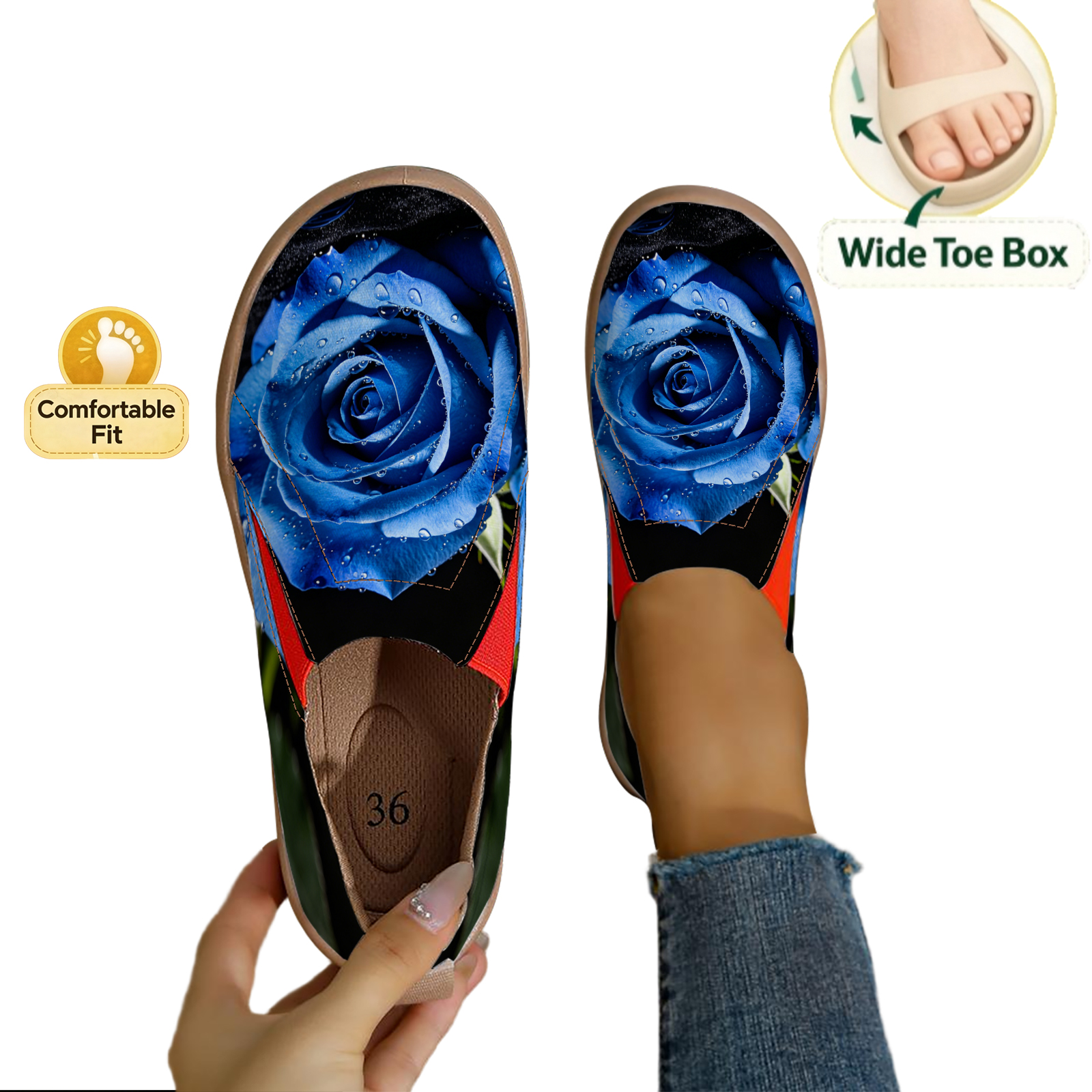 여성용 와이드 토 박스 다크 나이트 블루 로즈 물방울  - Women'S Shoes With Wide Toe Box 리뷰 및 가격