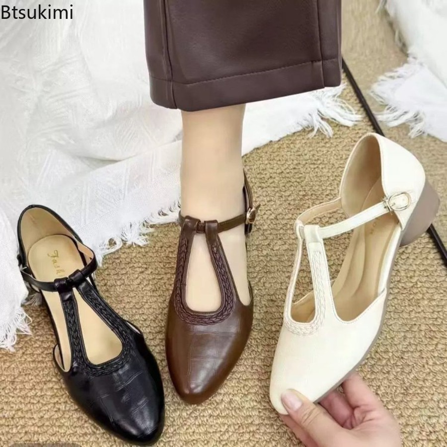 새로운 여름 여성용 레트로 속이 빈 펌프스 패션 가죽  - Ankle Strap Heels 리뷰 및 가격