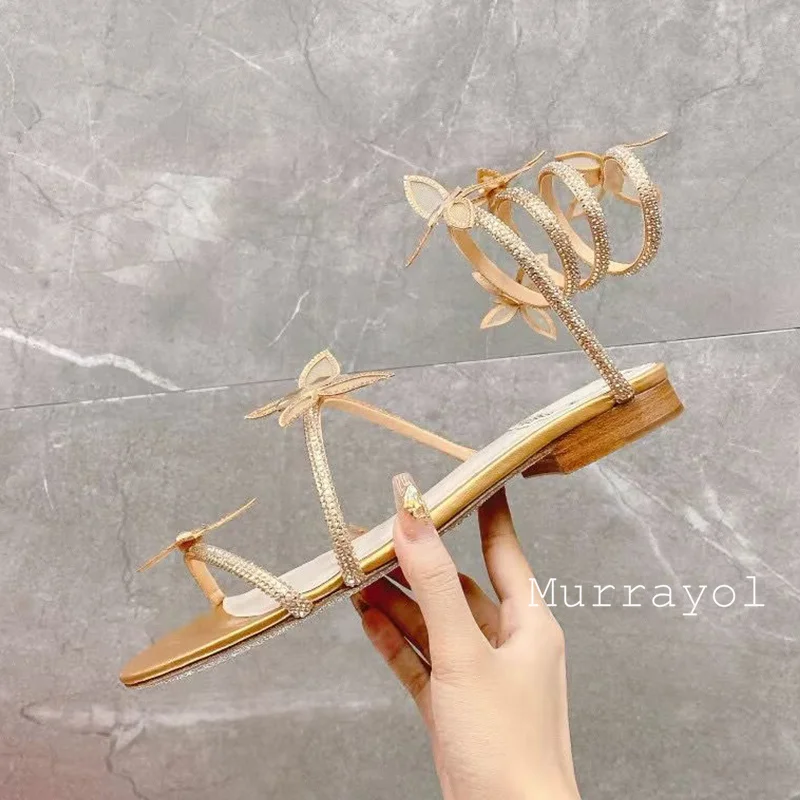 뱀 모양의 탄성 스트랩 샌들 여성 라인스톤 꽃 장식 플 - Women'S Shoes In Size 12 리뷰 및 가격