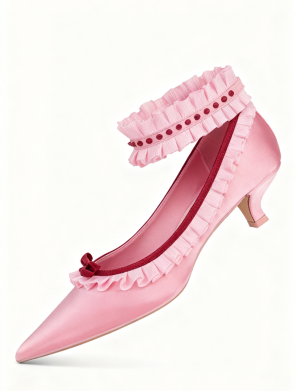 부드럽고 발랄한 스타일의 블러쉬 새틴 포인티드 토 힐, - Ankle Strap Heels 리뷰 및 가격