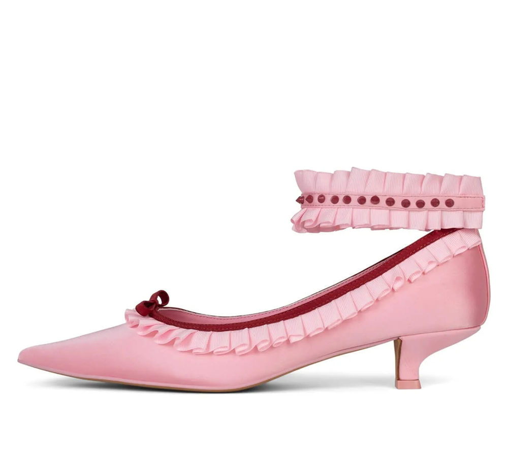 부드럽고 발랄한 스타일의 블러쉬 새틴 포인티드 토 힐, - Ankle Strap Heels 리뷰 및 가격