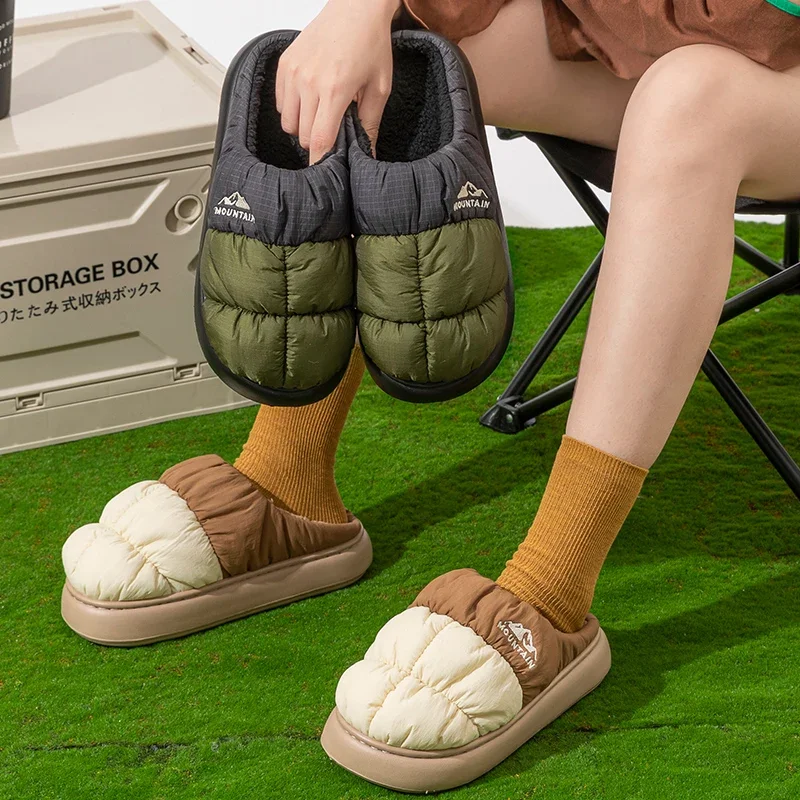 긴 플러시 두꺼운 따뜻한 겨울 슬리퍼 여성 방수 다운  - Women'S Shoes Water Resistant 리뷰 및 가격