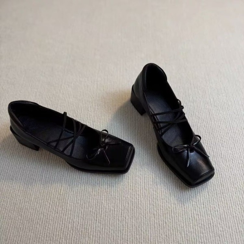 싱글 슈즈 패션 신상 스퀘어 토 얕은 굽 리본 슬립온  - Women'S Shoes In Size 12 리뷰 및 가격