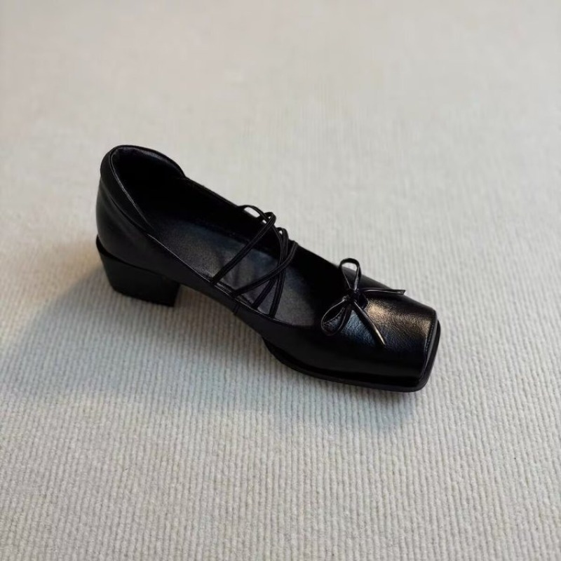 싱글 슈즈 패션 신상 스퀘어 토 얕은 굽 리본 슬립온  - Women'S Shoes In Size 12 리뷰 및 가격