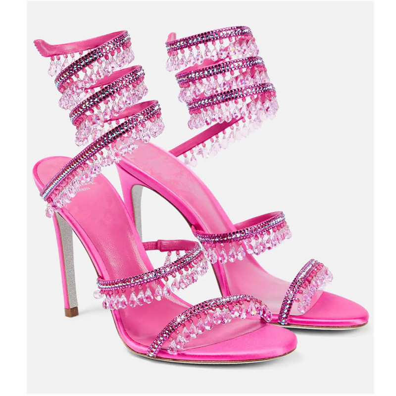 2026 여성용 하이힐 새로운 라인스톤 샌들 패션 태슬 - Ankle Strap Heels 리뷰 및 가격
