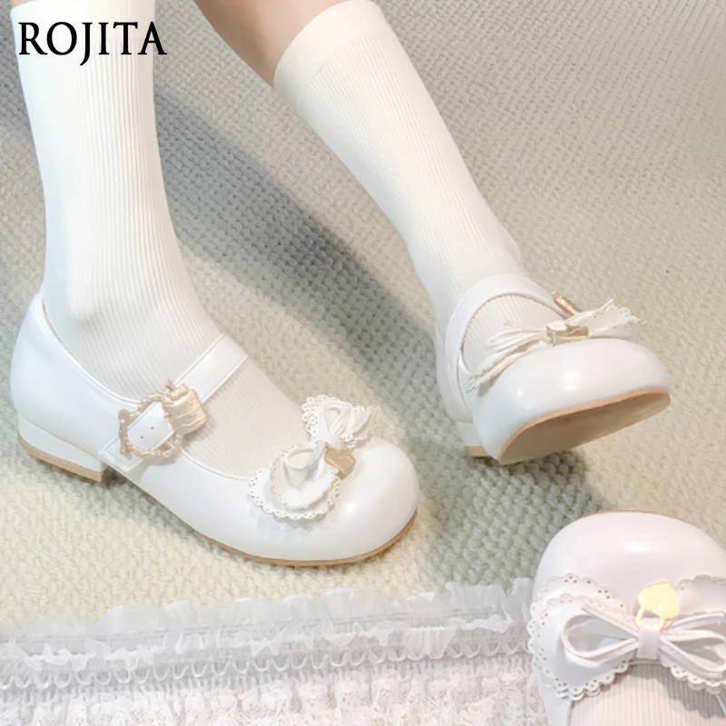 여성용 신발 리본 로리타 슈즈 귀여운 인형 느낌 낮은  - Ankle Strap Heels 리뷰 및 가격