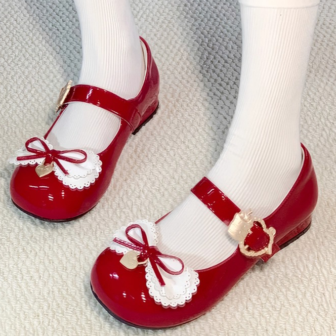 여성용 신발 리본 로리타 슈즈 귀여운 인형 느낌 낮은  - Ankle Strap Heels 리뷰 및 가격