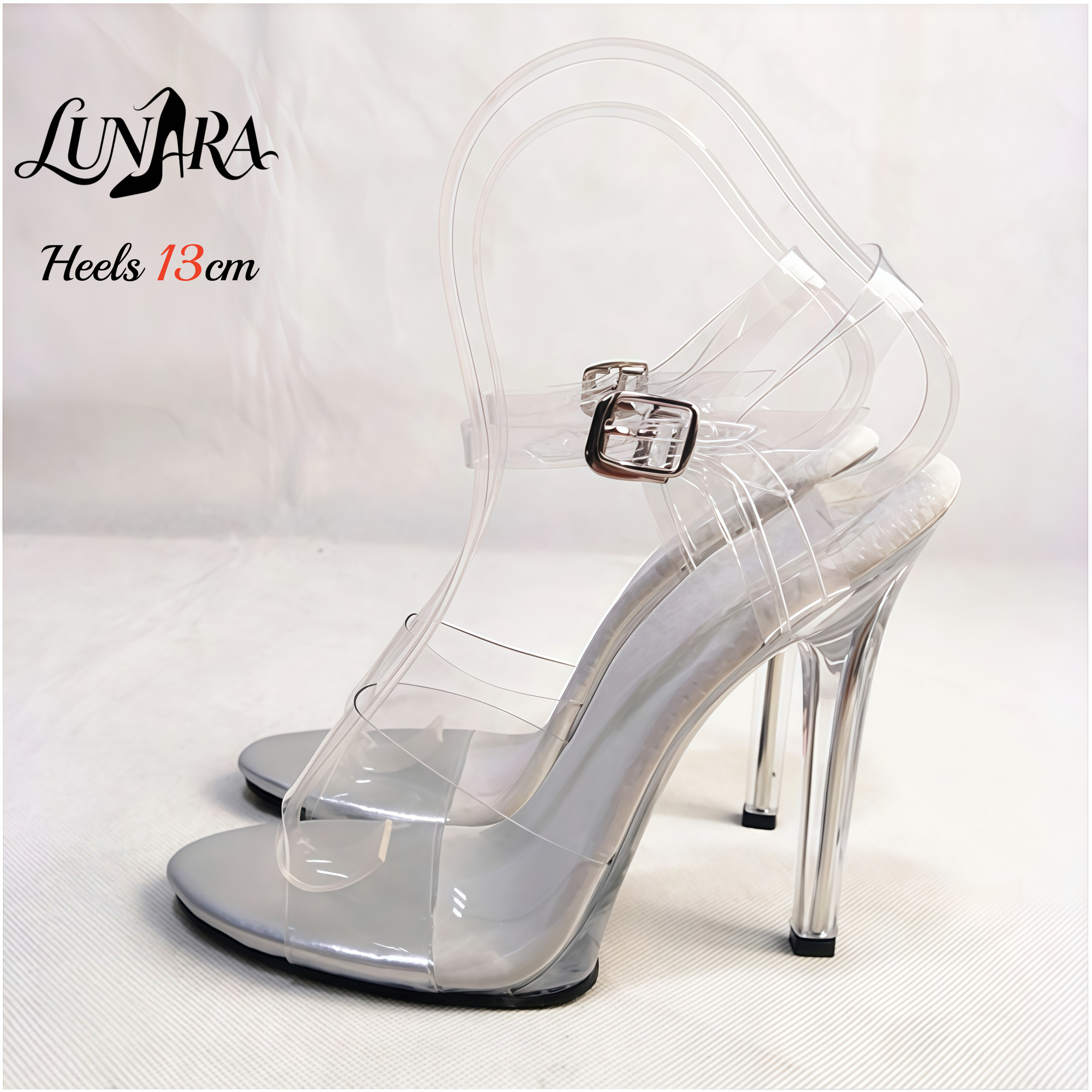 13cm 투명 PVC 하이힐 샌들 실버 PU 토캡 오픈 - Ankle Strap Heels 리뷰 및 가격
