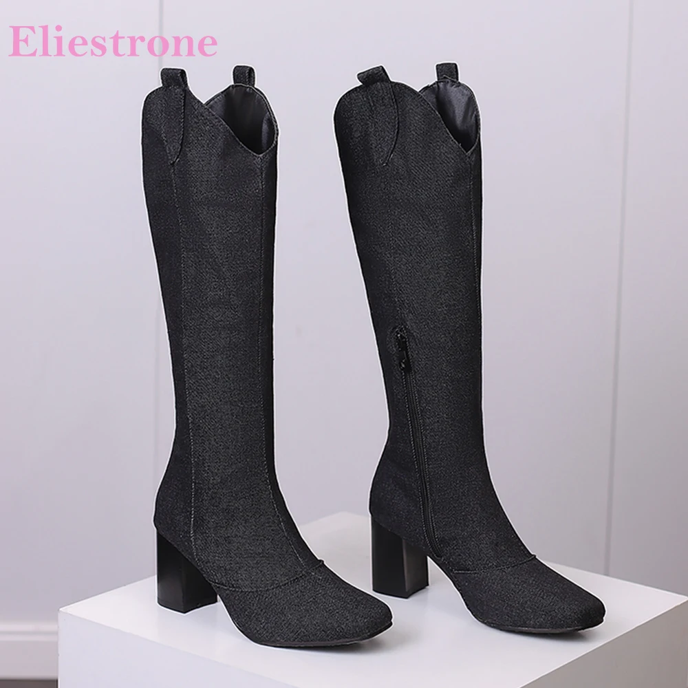 새로운 겨울 블랙 블루 여성 니하이 라이딩 부츠 핫 라 - Women'S Shoes In Size 12 리뷰 및 가격