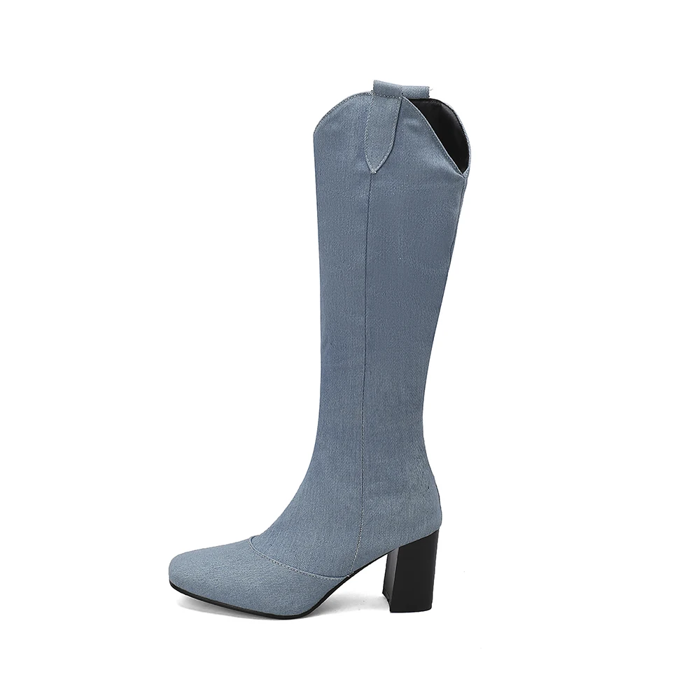 새로운 겨울 블랙 블루 여성 니하이 라이딩 부츠 핫 라 - Women'S Shoes In Size 12 리뷰 및 가격