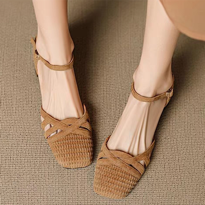 레트로 직조 하이힐 샌들 여성 2025 여름 스퀘어 토 - Ankle Strap Heels 리뷰 및 가격