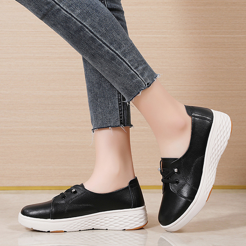 봄 가을 여성 작업용 편안한 흰색 신발 두꺼운 굽 플랫 - Women'S Shoes Nursing 리뷰 및 가격