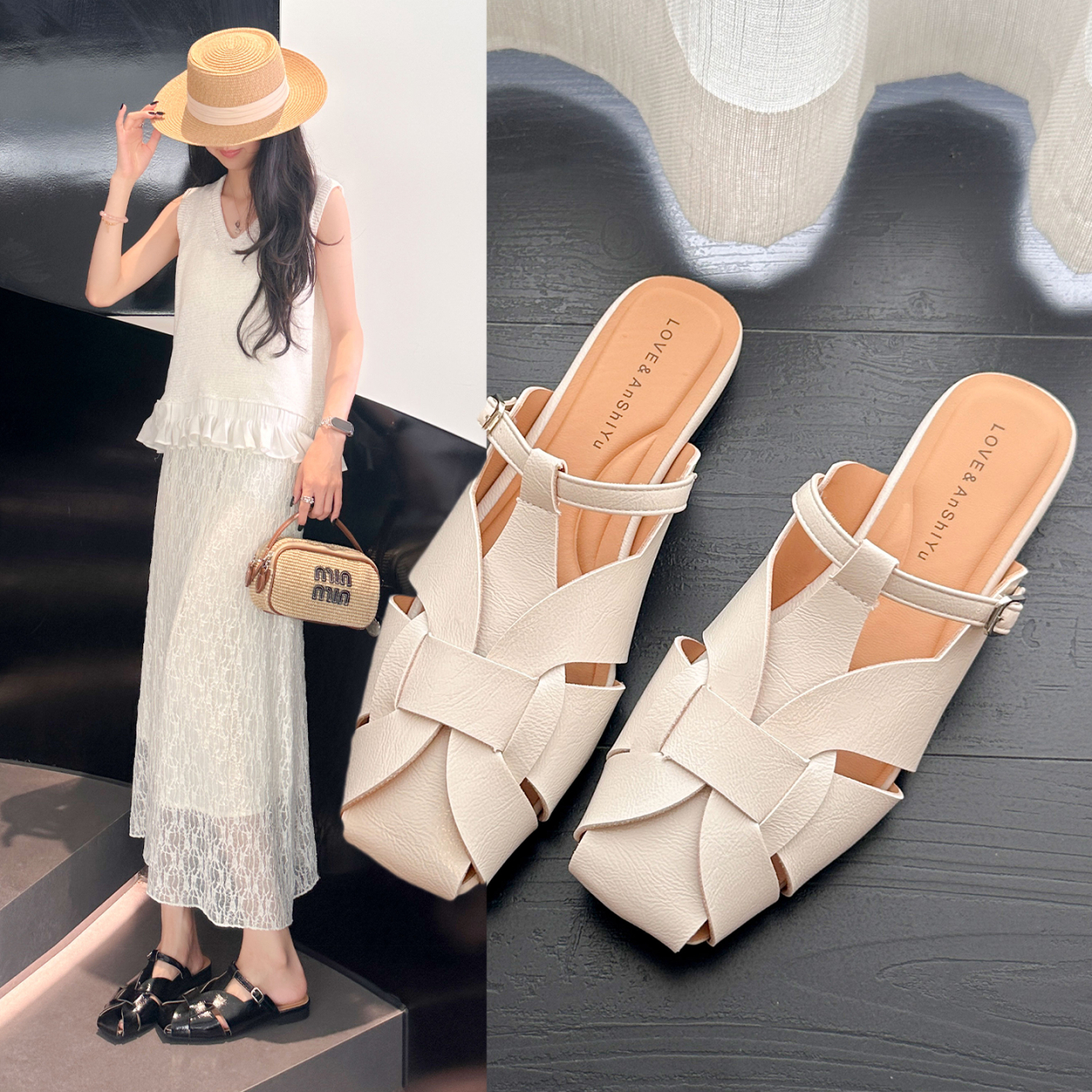 프랑스 스타일 여성용 직조 뮬 2026 여름 스퀘어 토 - Women Shoes Us To Eu 리뷰 및 가격