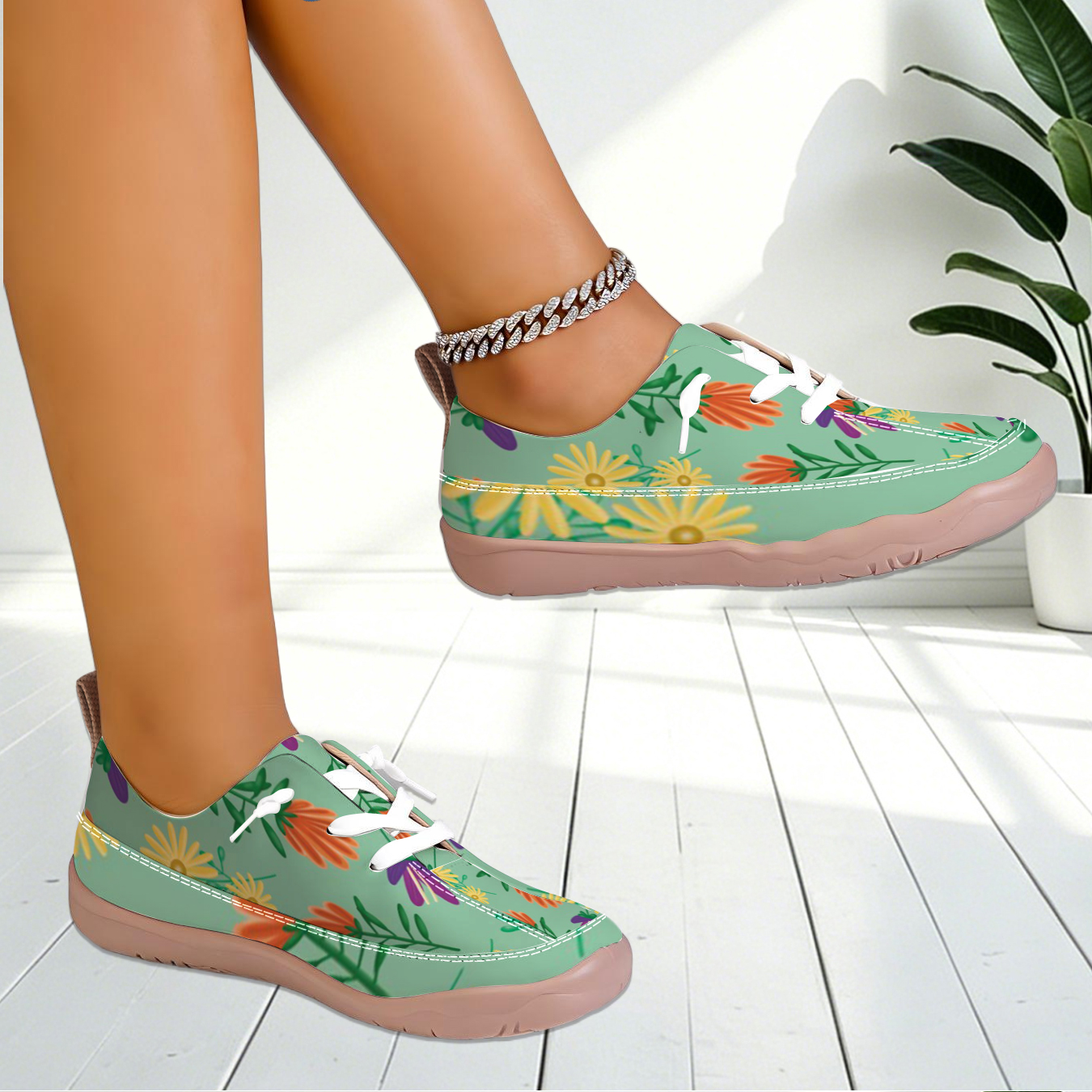 캐주얼 슈즈 플로럴 프린트 와이드 토 박스 플랫 구조  - Women'S Shoes With Wide Toe Box 리뷰 및 가격