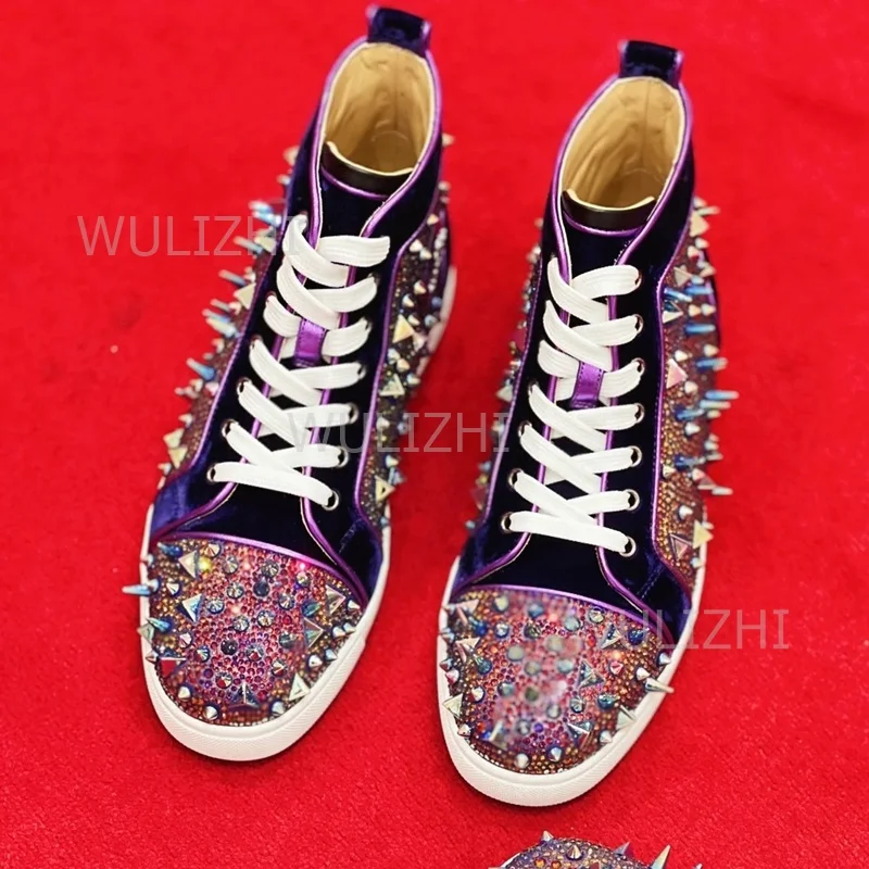 다크 퍼플 크리스탈 리벳 남성 스니커즈 플랫 레이스업  - Women'S Shoes For Tennis 리뷰 및 가격