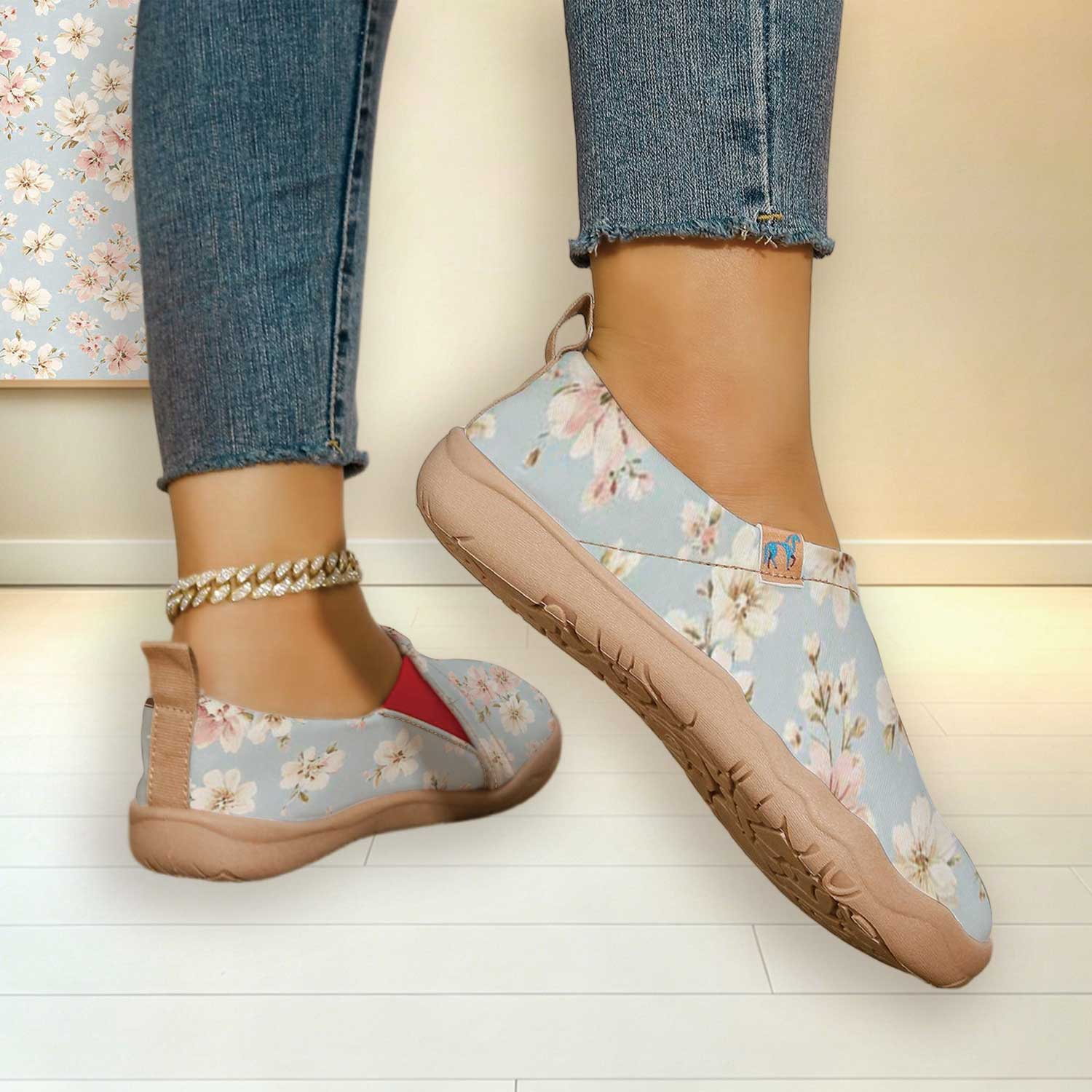 여성용 와이드 토 박스 라이트 블루 벚꽃 꽃무늬 슬립온 - Women'S Shoes With Wide Toe Box 리뷰 및 가격