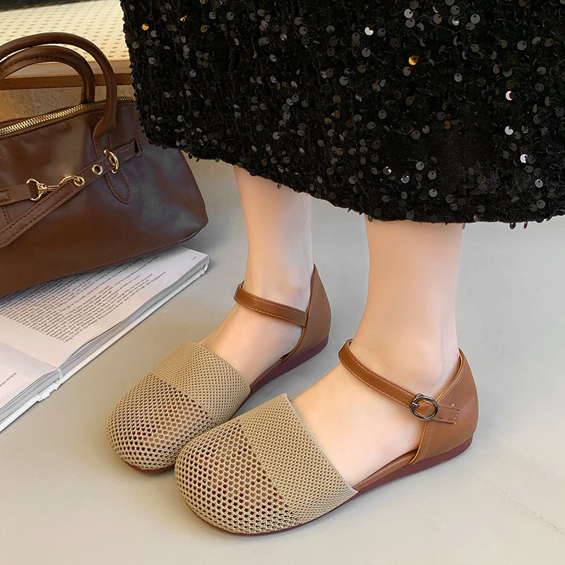 2025년 봄 여름 여성용 메쉬 샌들, 패션 플랫 낮은 - Ankle Strap Heels 리뷰 및 가격