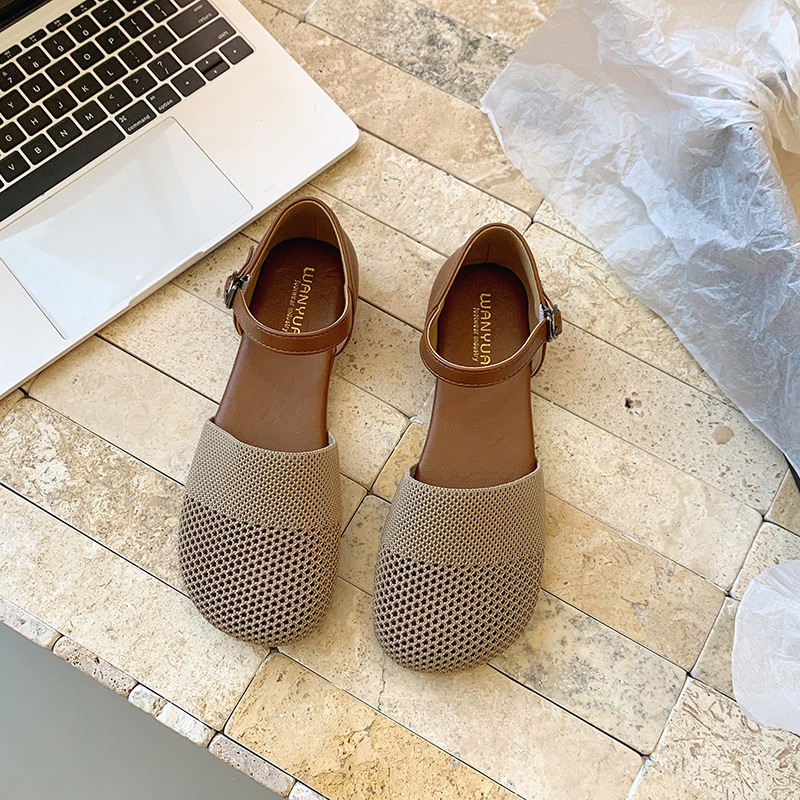 2025년 봄 여름 여성용 메쉬 샌들, 패션 플랫 낮은 - Ankle Strap Heels 리뷰 및 가격
