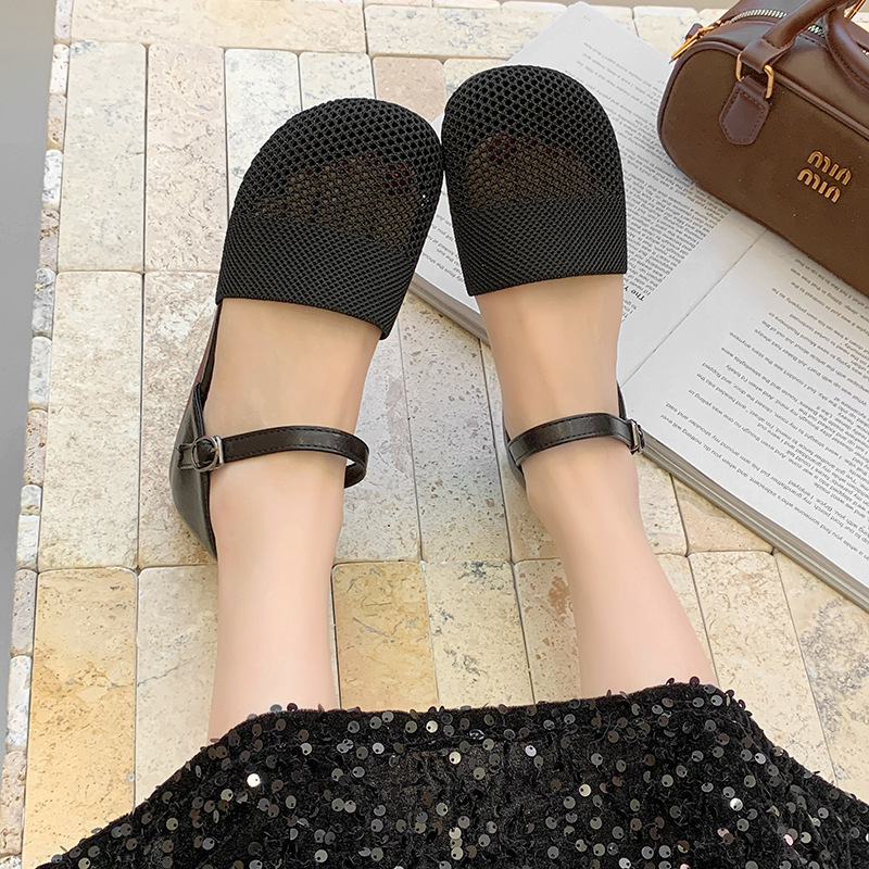 2025년 봄 여름 여성용 메쉬 샌들, 패션 플랫 낮은 - Ankle Strap Heels 리뷰 및 가격