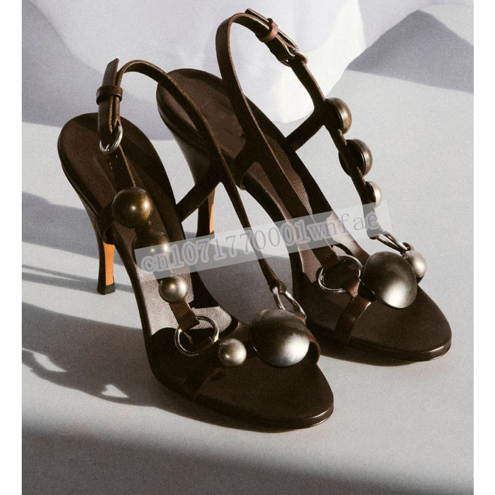 여성 브라운 가죽 슬링백 샌들 빈티지 메탈 비즈 장식  - Platform Mule Heel 리뷰 및 가격