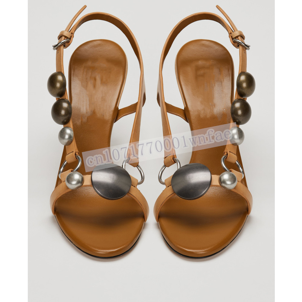 여성 브라운 가죽 슬링백 샌들 빈티지 메탈 비즈 장식  - Platform Mule Heel 리뷰 및 가격