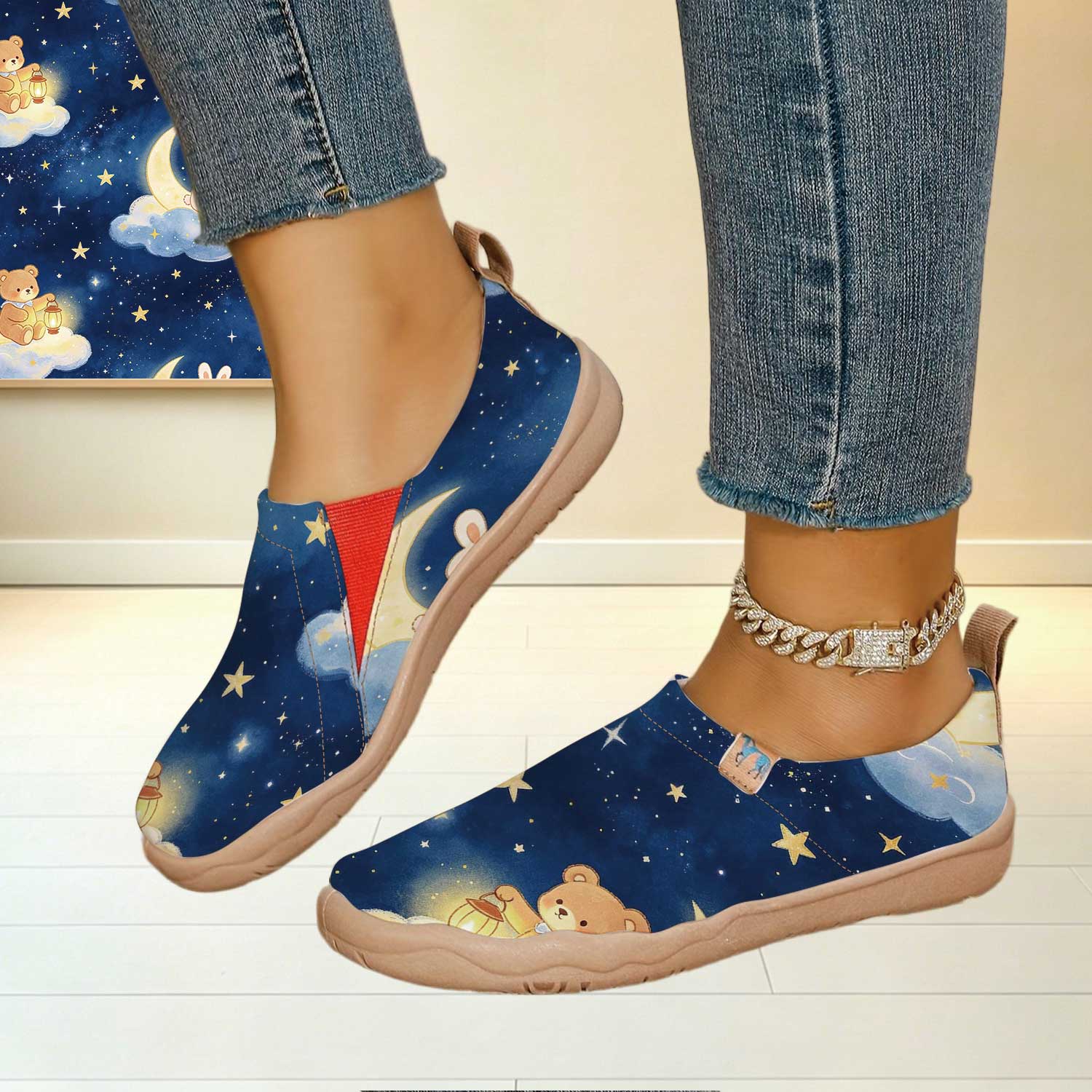 여성용 와이드 토 박스 별이 빛나는 하늘 달 곰 토끼  - Women'S Shoes With Wide Toe Box 리뷰 및 가격