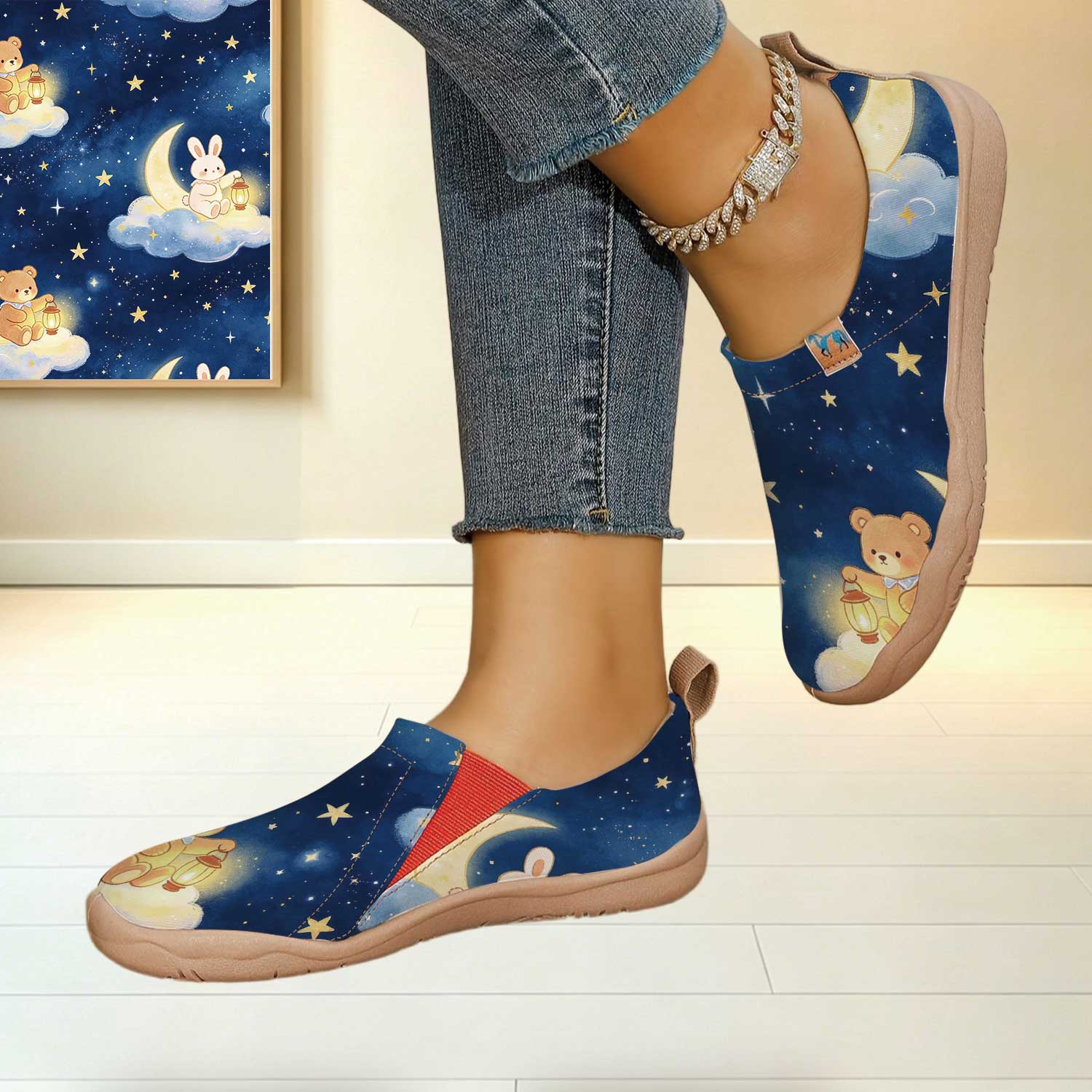 여성용 와이드 토 박스 별이 빛나는 하늘 달 곰 토끼  - Women'S Shoes With Wide Toe Box 리뷰 및 가격
