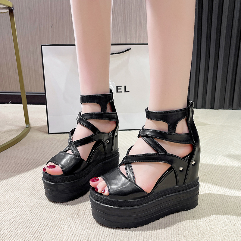 13cm 여름 여성 웨지힐 통굽 슈즈 키높이 샌들 스타 - Women Shoes Zipper 리뷰 및 가격