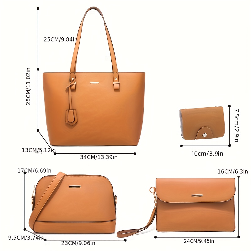 4종 세트 여성 가방 세트 단색 토트백 레트로 여성 크 - Women Shoes Zipper 리뷰 및 가격
