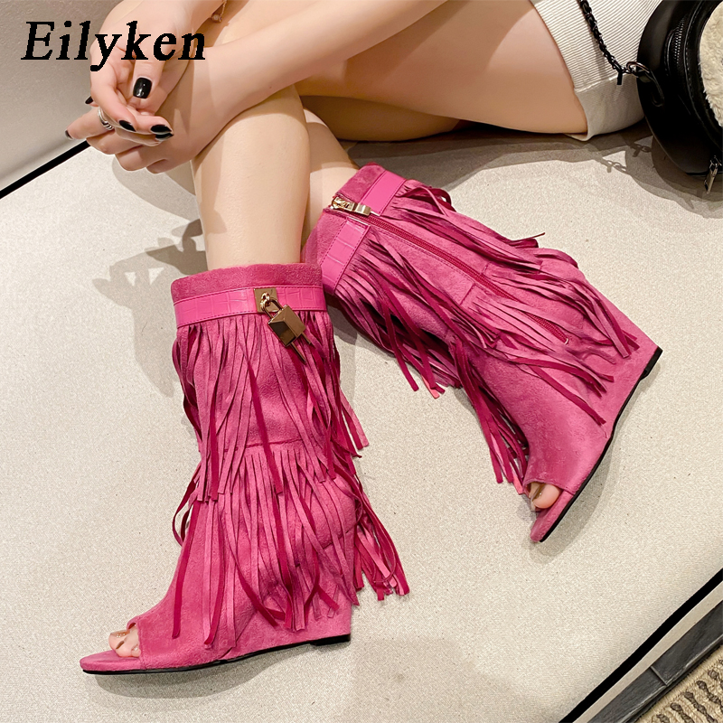 Eilyken 디자이너 프린지 웨지 부츠 샌들 여성 하 - Women Shoes Zipper 리뷰 및 가격