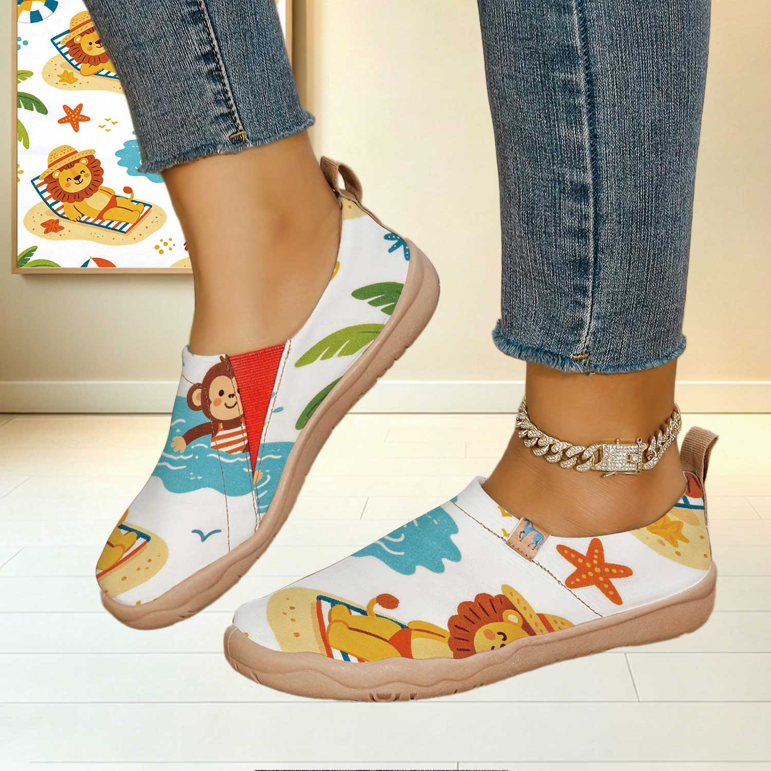 여성용 와이드 토 박스 여름 해변 만화 동물 프린트 슬 - Women'S Shoes With Wide Toe Box 리뷰 및 가격