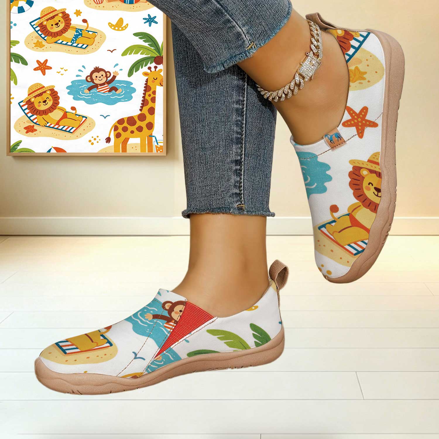 여성용 와이드 토 박스 여름 해변 만화 동물 프린트 슬 - Women'S Shoes With Wide Toe Box 리뷰 및 가격