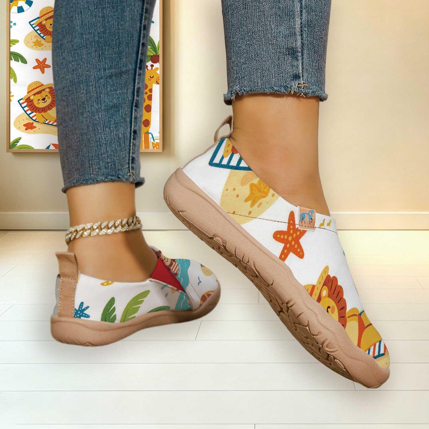여성용 와이드 토 박스 여름 해변 만화 동물 프린트 슬 - Women'S Shoes With Wide Toe Box 리뷰 및 가격